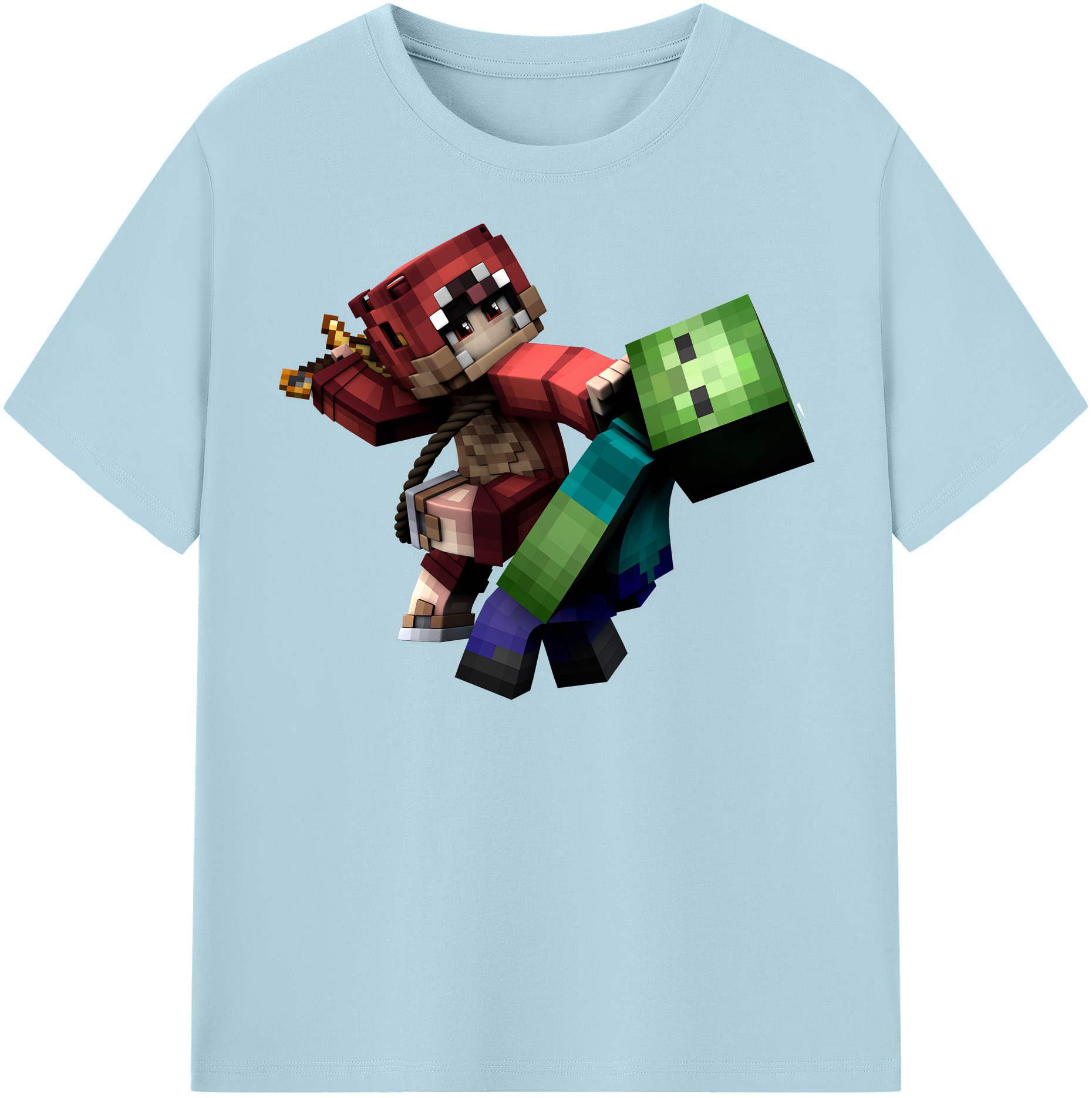 （画像用） マインクラフト ブロックの世界 Minecraft MC Block world 綿100％半袖Tシャツ（フロントプリント）